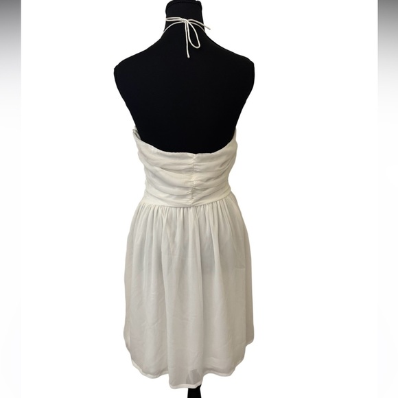 Zara Trafaluc Strapless Halter Style Mini Short Flowy‎ Dress, Off White, M - Picture 4 of 14